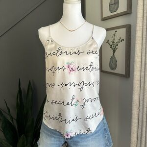 Victoria's Secret Floral Script Cami Top - Cream